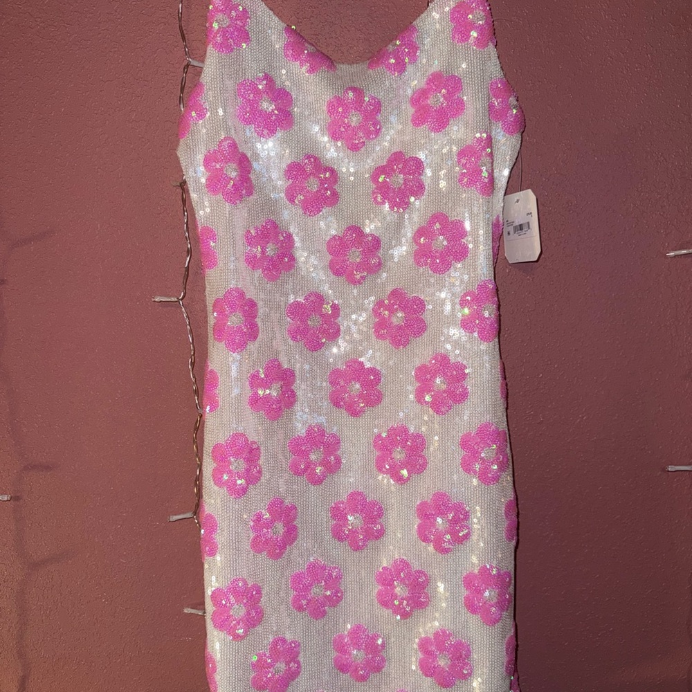 Altar'd State Pink Floral Sequin Dress
